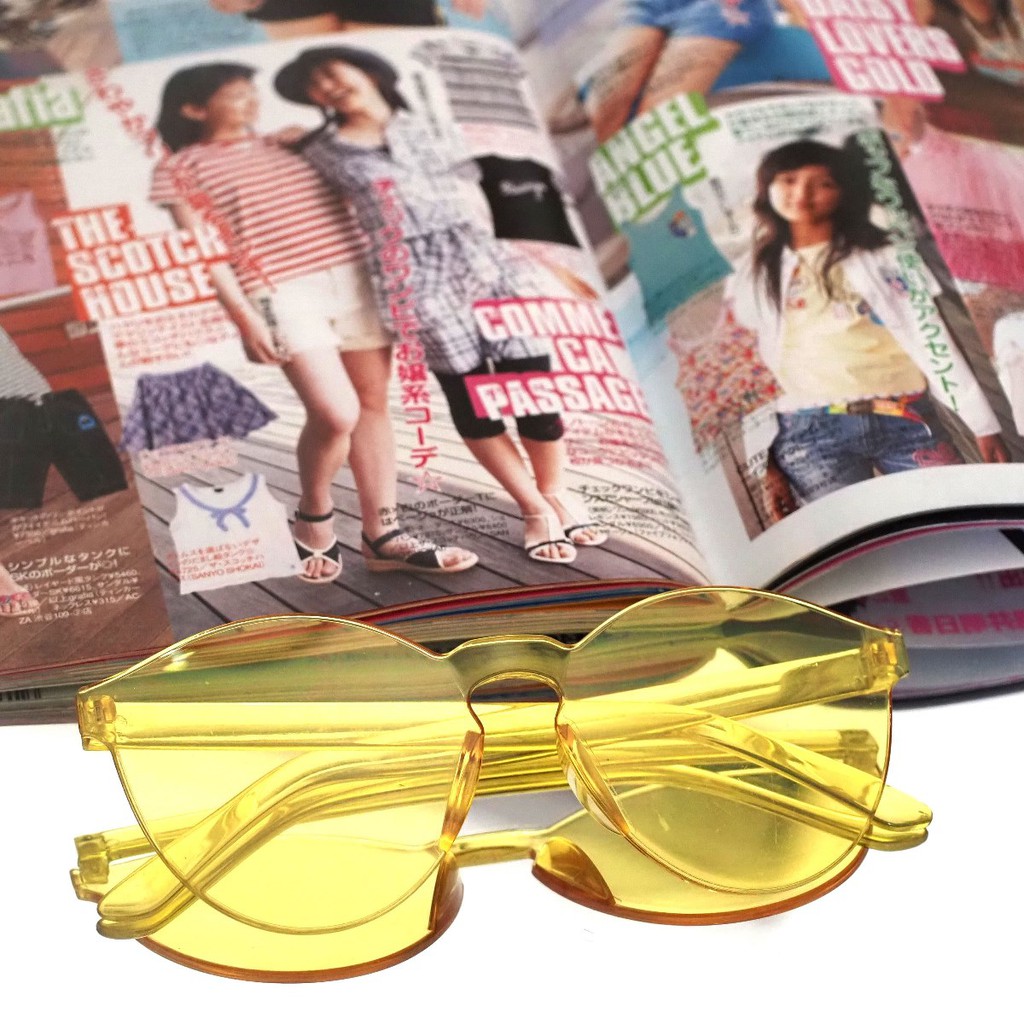 Kacamata Jelly Pria Wanita Kacamata Fashion Murah / Kaca Mata Candy Sunglasses Korea Warna Warni-10. Yellow