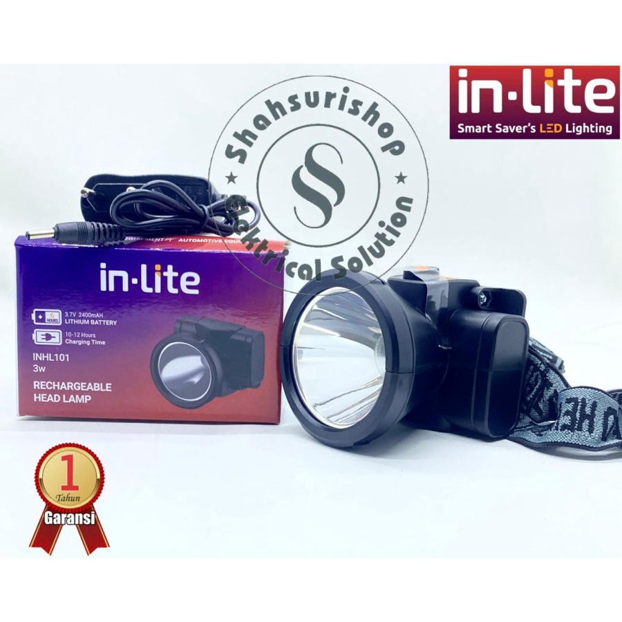 HEADLAMP IN LITE INHL 101 RECHARGEABLE 3 W SENTER KEPALA CAS