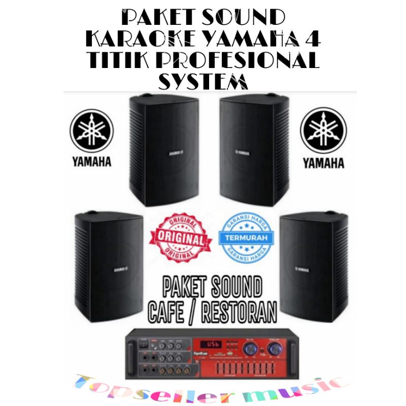 PAKET SOUND YAMAHA 4 TITIK CAFE/RESTORAN/KANTORAN/MUSHOLAH AMPLIFIER BLUETOOTH GARANSI