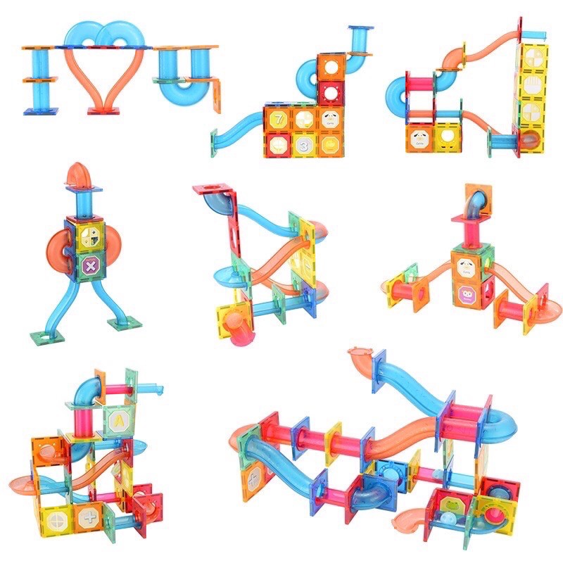 magnetic tiles marble run 118 - magnatiles alike - balok magnet - magnet blocks