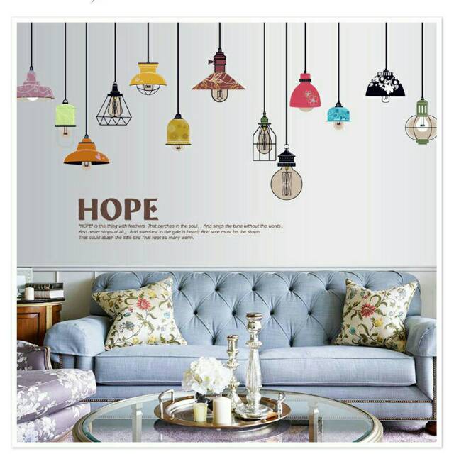 WALLSTICKER LAMP LAMPU HOPE GANTUNG WALSTIKER WALLSETIKER SETIKER CAAFE CAFEE UK 60X90CM STIKER DINDING TEMBOK STICKER CAFE RUANG TAMU KAMAR RUANG TAMU