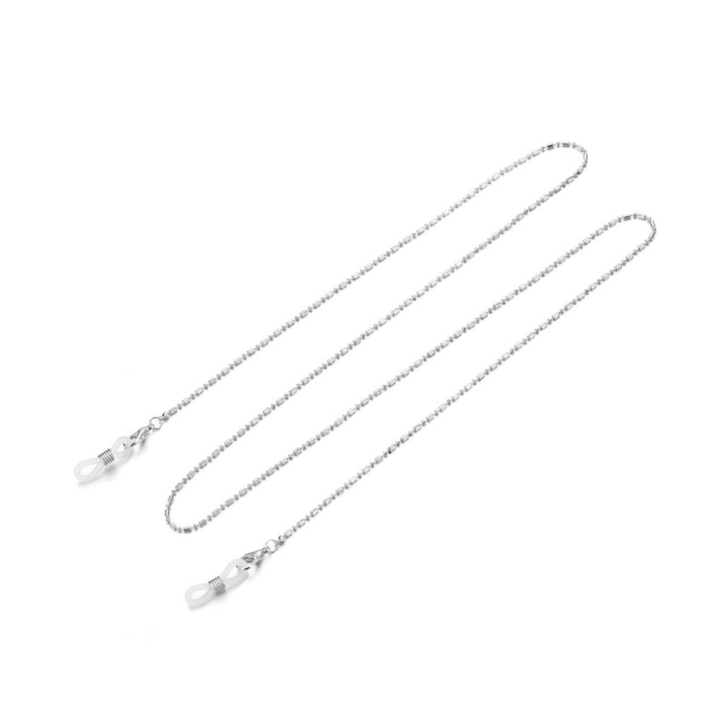 Pistachio Tali Lanyard Holder Kacamata Baca Hias Mutiara Anti Hilang Untuk Pria / Wanita-YJ-23 Silver