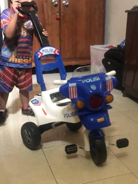 Sepeda Anak Roda 3 Polisi Gowes Mainan Motor Roda Tiga Dorong Edukatif