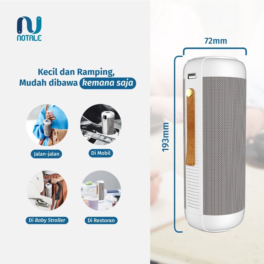 Notale Portable Air Purifier Car Travel Aromatherapy HEPA UV Kill LEKA