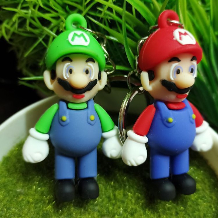 Action Figure Mario Bros Keychain 2Pcs