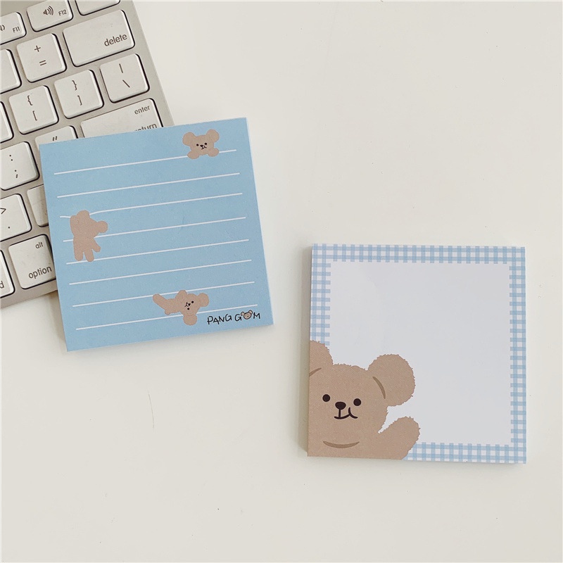 Buku Catatan Memo Pad Motif Kartun Beruang Teddy Anti Lengket Gaya Retro Untuk Pelajar