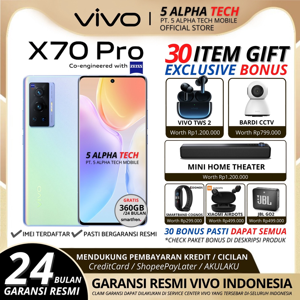 VIVO X70PRO 16/256GB ( 12GB + 4GB EXTENDED RAM ) 5G NFC X70 PRO GARANSI RESMI VIVO