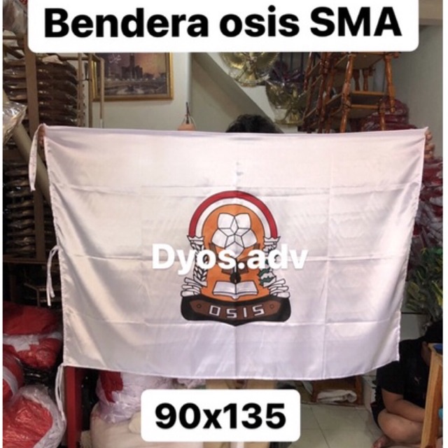 Bendera osis SMA bahan satin ukuran 90x135