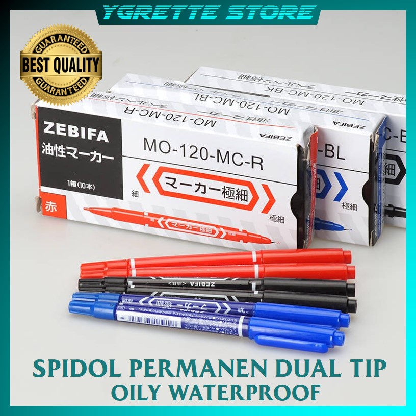 YGRETTE - PREMIUM SPIDOL PERMANEN DOUBLE TIP Dual Head Marker DUA SISI OILY WATERPROOF IMPORT DUAL SIDE FINE ART MARKER DOBLE TIP UJUNG