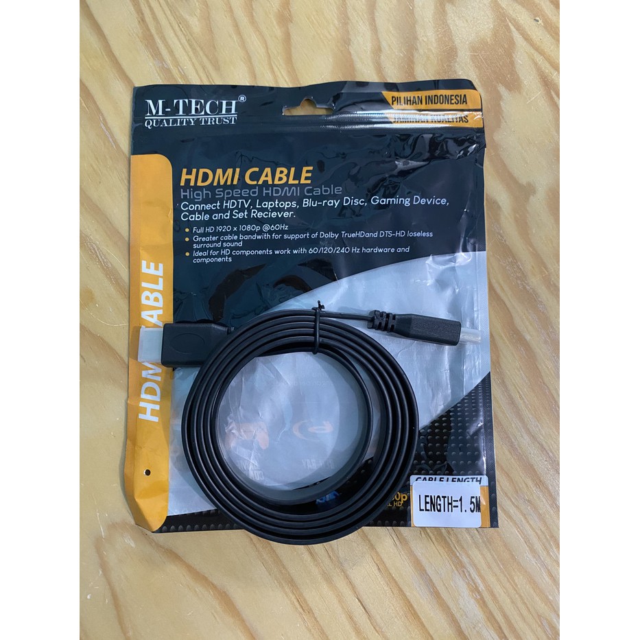 kabel HDTV 1.5M Male To Male Gold Plate Flat 1.5 Meter 1.4V M-Tech