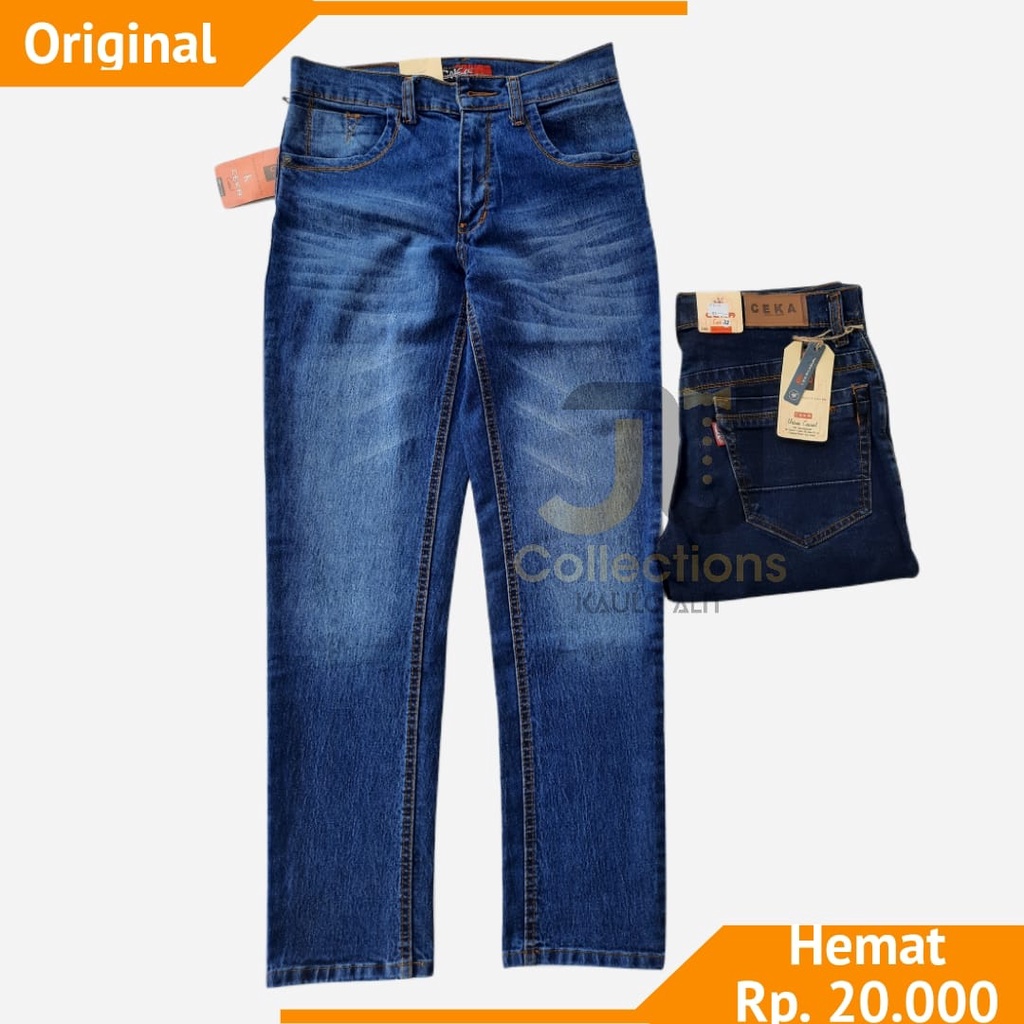 Celana Panjang Jeans Pria Original Ceka Primium Biru snaw blitz Size 27 Sampai 32