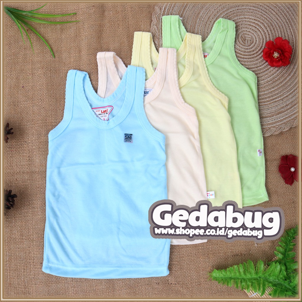 3 Pcs - Singlet Anak LATIF WARNA Polos / Pakaian Dalam Kutung Anak | Gedabug