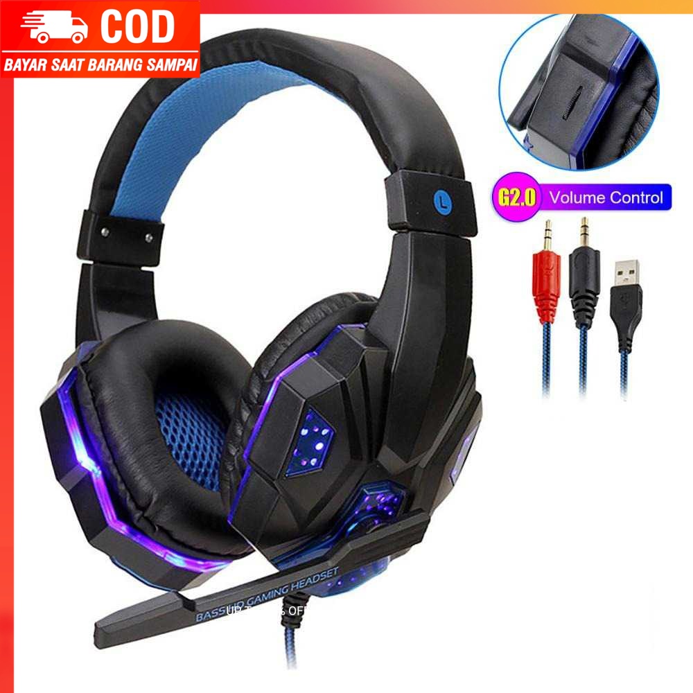 (100% BARANG ORI) QearFun Gaming Headphone Headset Super Bass LED with Mic - SY830MV