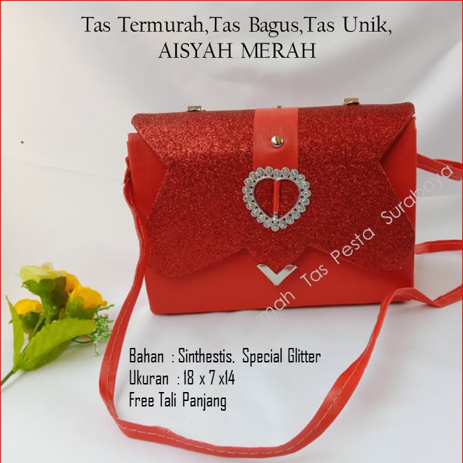 TAS PESTA AISYAH MODEL CLUCTH DAN SELEMPANG TERKESAN MEWAH DAN ELEGAN READY