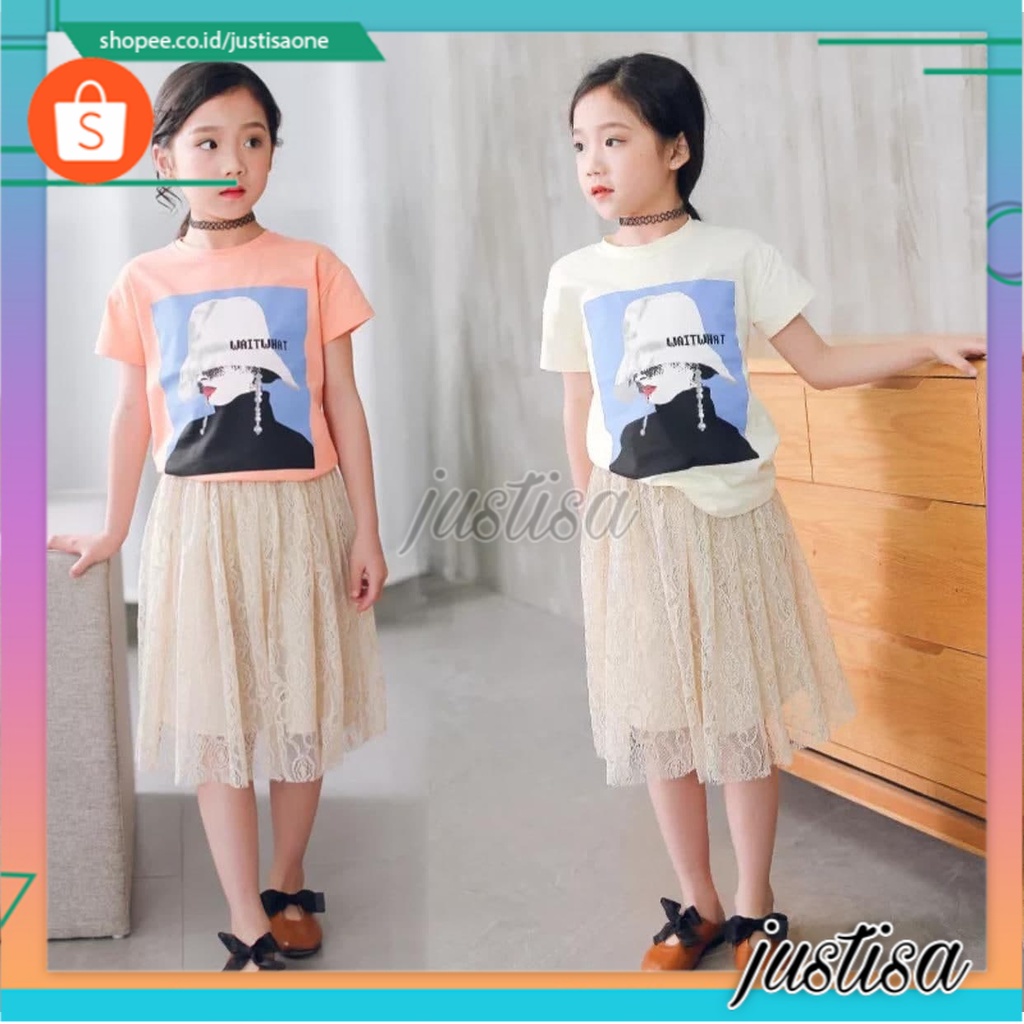 Promo !! Setelan baju anak perempuan / setelan wait what ladies ukuran 3-5tahun / Setelan anak trendy