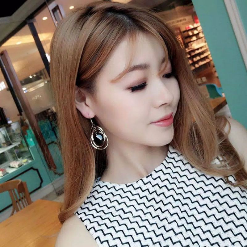 FerenHongXia Anting Gantung Model Bulat Hollow untuk Wanita