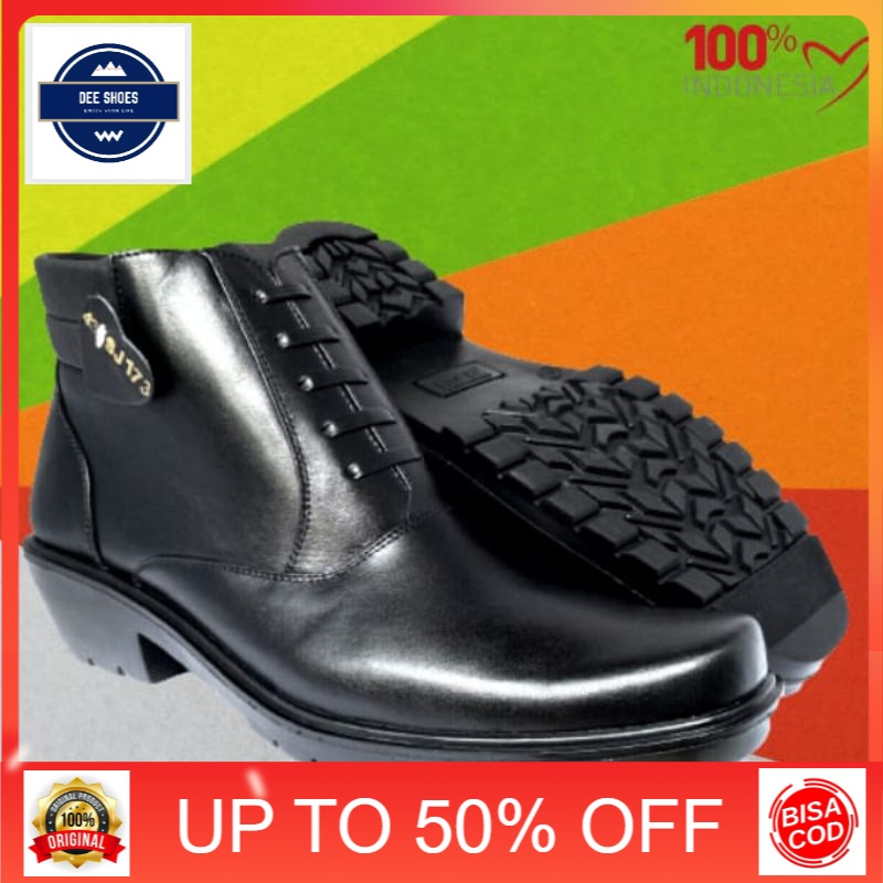 SEPATU BOOT KULIT SAPI ASLI PDH TNI POLRI SOL TEBAL JENGGEL CEKO MODEL KOBOI
