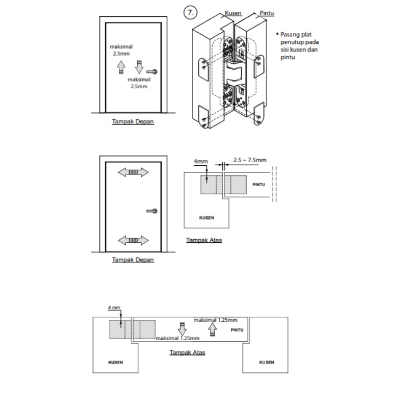 PALOMA IHP 805 INVISIBLE HINGE ENGSEL TANAM P80 HITAM MATTE BLACK