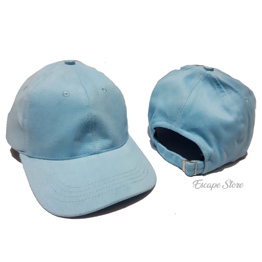 Topi Baseball Polos / Topi Distro Murah / Topi Pria Wanita - Biru Baby