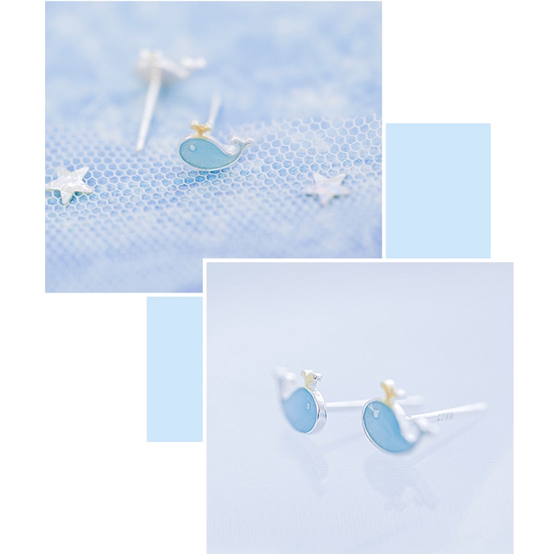 Anting Stud Earrings Dolphins Earring Ear Cuff For Women Girls Fashion Jewelry Gifts Sweet Heart Jewelry