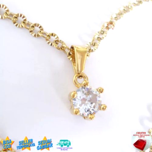 Lovelybutik - Kalung Wanita Titanium Anti Karat Anti Luntur Kalung Titanium Model Terbaru Lar4 Model Kalung Liontin Permata Bonus Tempat Perhiasan