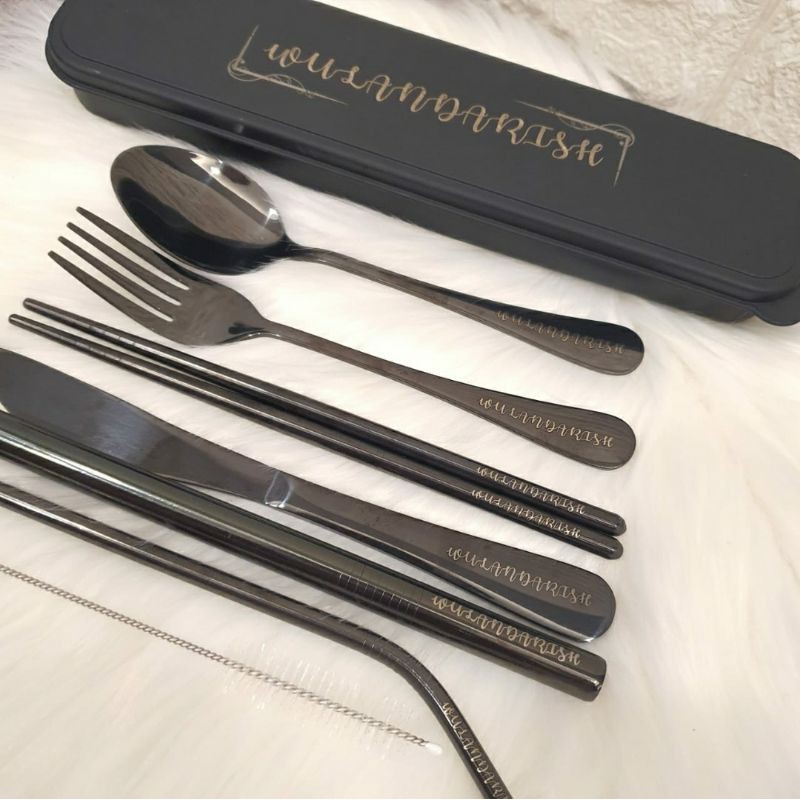 [Snowandbelle] sendok garpu kumplit CUSTOM NAMA