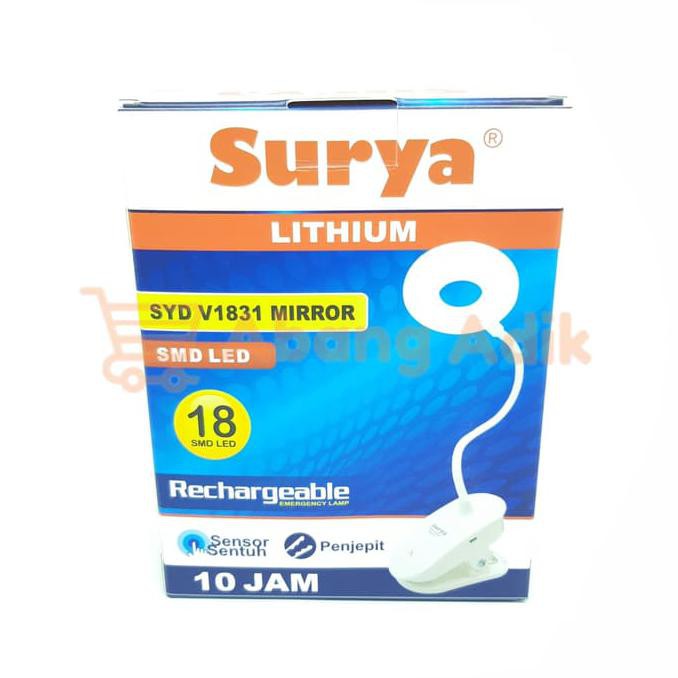 Lampu Belajar Cas Surya Syd V1831 V 1831 Mirror 18 Smd Led Jepit Meja Garansi Resmi