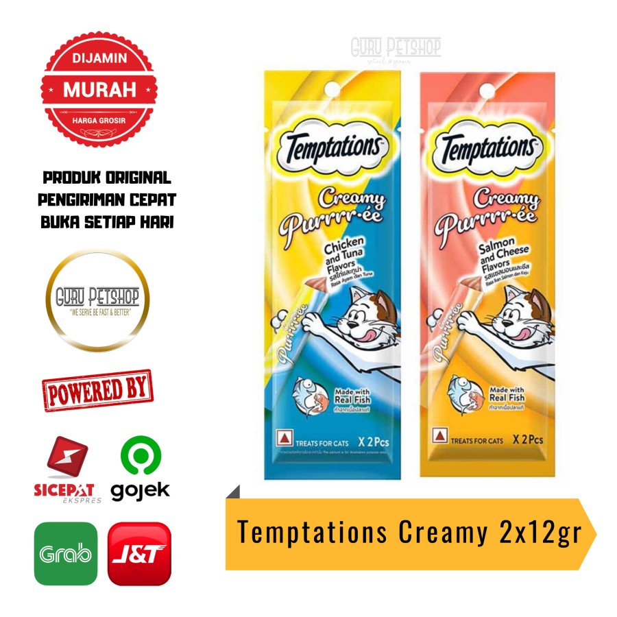 Temptations Creamy Purrrr-ee 24gr Snack Camilan Kucing Creamy Treats