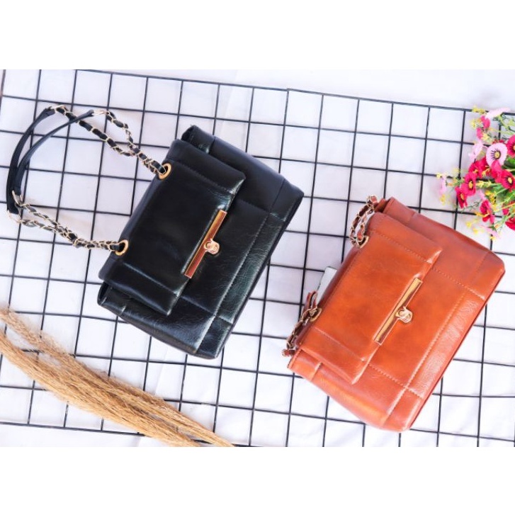 Tas Selempang wanita PREMIUM MOANA BAG Tali Rantai Kombinasi Slingbag Wanita - Tas Fashion Wanita