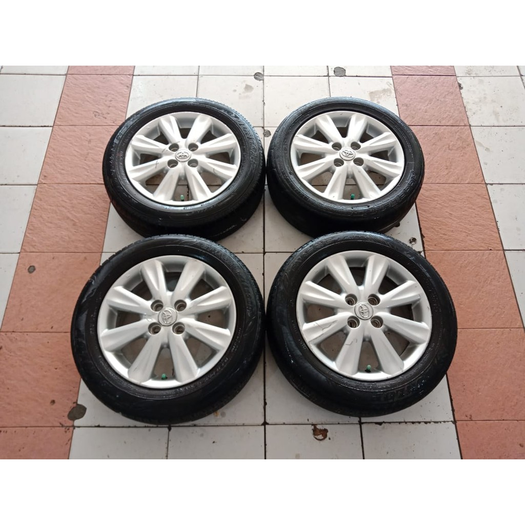 VELG MOBIL SEKEN ORIGINAL COPOTAN MOBIL TOYOTA YARIS RING 15 LEBAR 5.5 PCD 4X100 ET 45 + BAN DUNLOP 