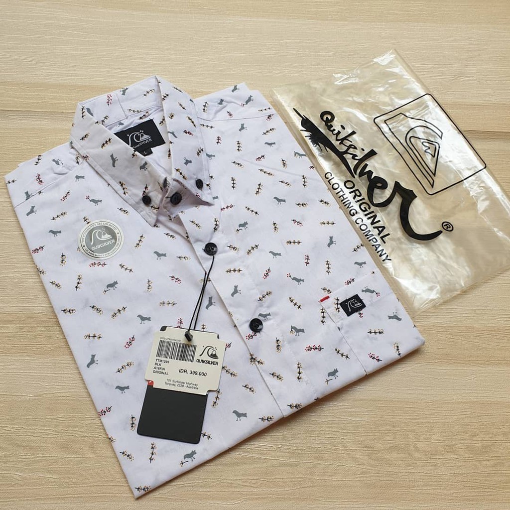 kemeja pria lengan pendek abu mix batik tribal / baju cowok pendek tribal abu surfing