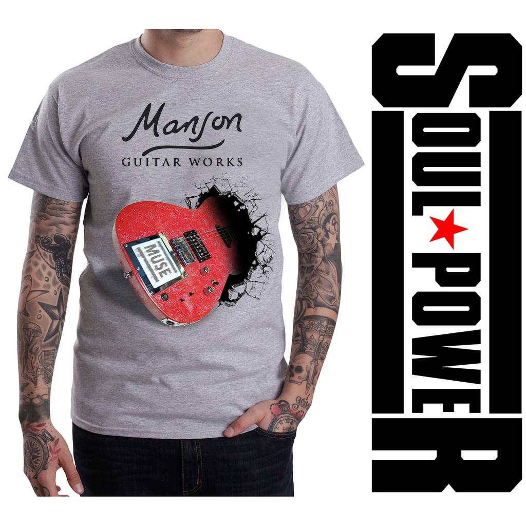 KAOS BAJU DISTRO 3D SATUAN MUSIK BAND MUSE GUITAR RED GLITER MANSON ORIGINAL SOULPOWERSTYLE