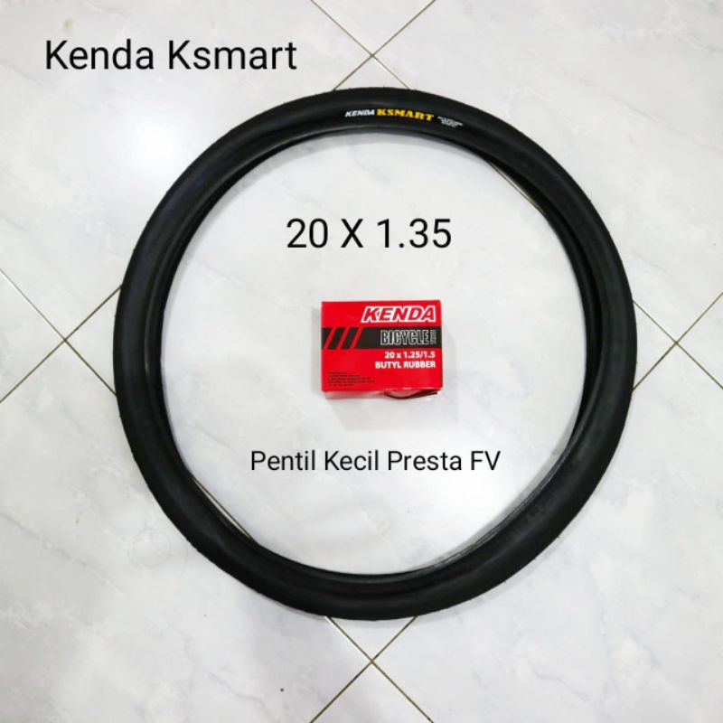 PAKET HEMAT BAN SEPEDA 20 X 1.35 KENDA KSMART RINGAN PLUS BAN DALAM PENTIL PRESTA FV UNTUK SEPEDA LI