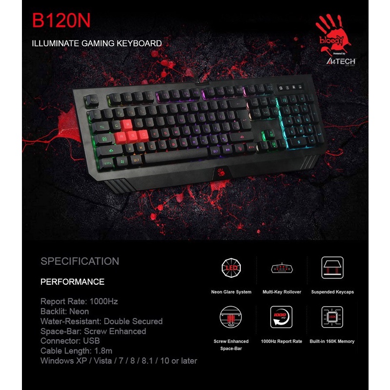 Bloody B120N Illuminate Gaming Keyboard-baiq