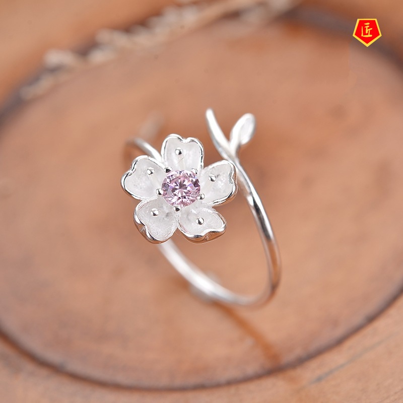 [Ready Stock]Elegant Graceful Sakura Ring Female Minimalist Creative