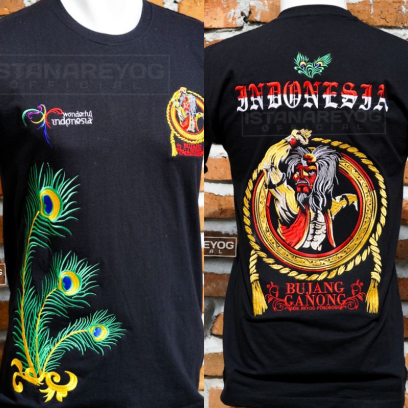 KAOS  BUDAYA BORDIR REOG PONOROGO / KAOS GANONG  / KAOS BORDIR REOG / BAJU REOG / KAOS BUJANGGANONG