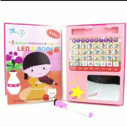 Mainan edukasi LED E-Book untuk anak/Early Learning Book (Biru)