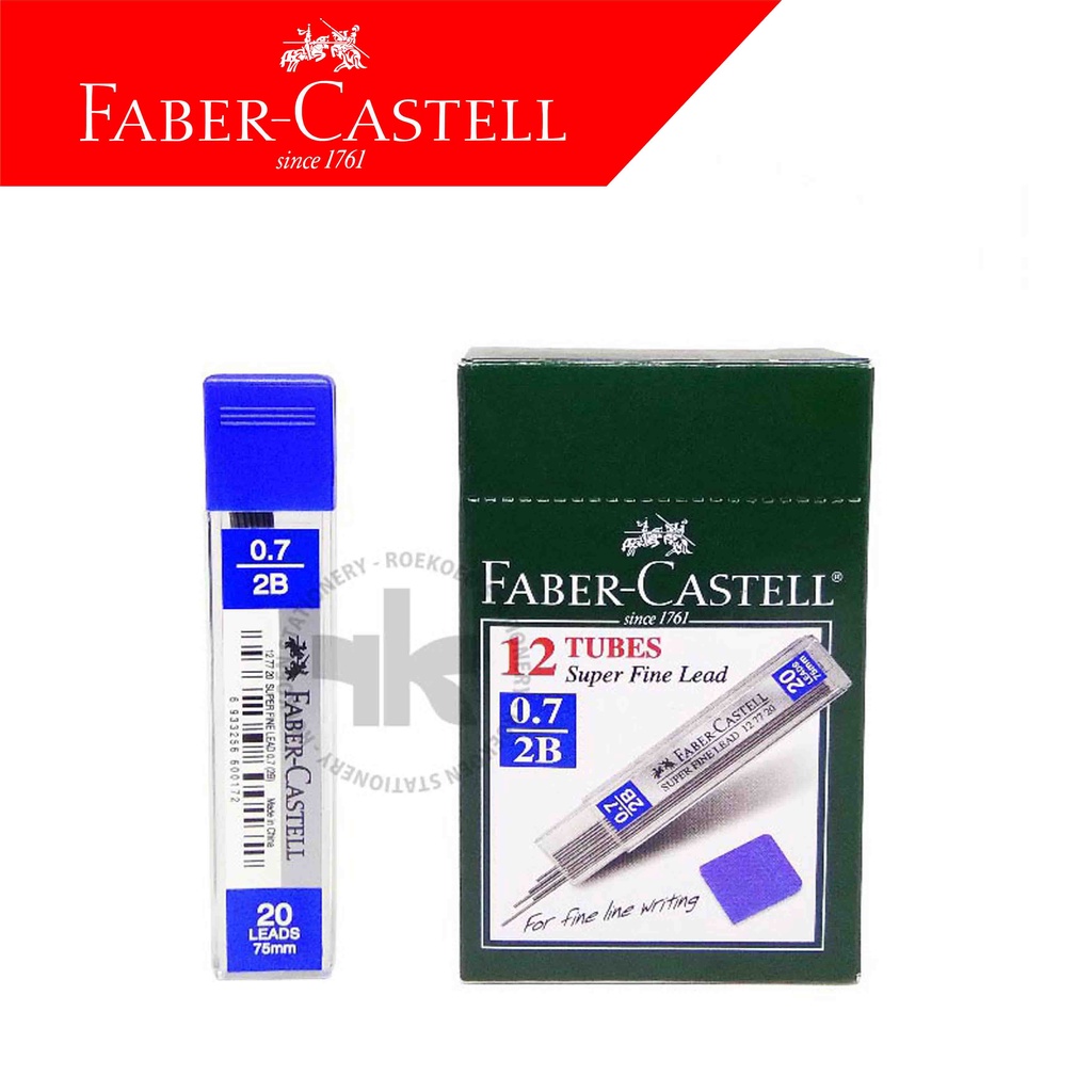 

Faber Castell Super Fine Leads 75 Refill Pensil Mekanik Lead 2B 0.7mm 127720 (0.7 x 75mm x 20) Tutup Biru