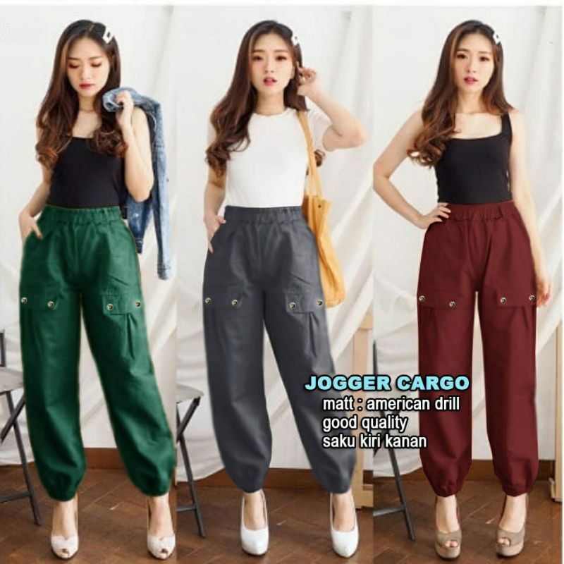 jogger cargo XL (hijau botol,abu tua,marun) P