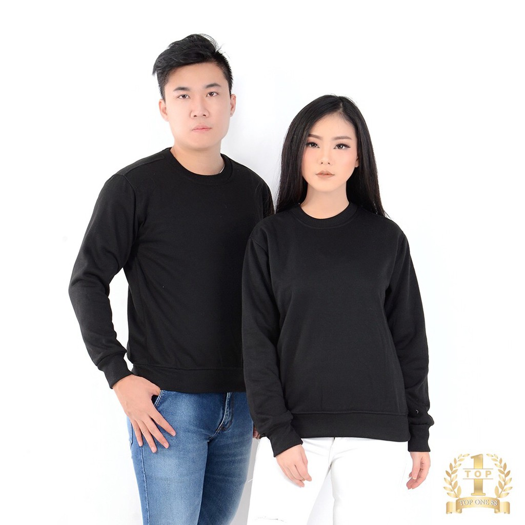 TopOne88 Sweater Basic Jaket Unisex Hitam Shopee Indonesia