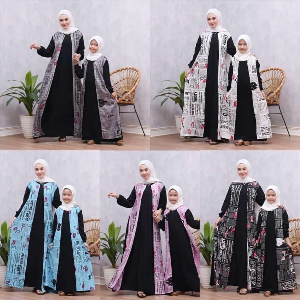 Gamis kombinasi koran model cardi