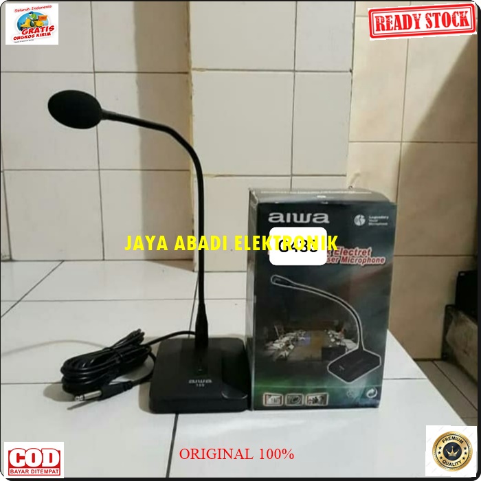 G433 AIWA NEW MIC KABEL MEJA TABLE CONDENSOR MIMBAR PODIUM KARAOKE LEGENDARY DYNAMIC MIKROPON MIK MICROPHONE CARDIOID MIKROPHONE MEETING METING CABLE VOKAL ARTIS VOCAL AUDIO SOUND SISTEM PROFESIONAL PRO PENGERAS SUARA HIFI SUARA SENSITIF MC PIDATO SEMINAR