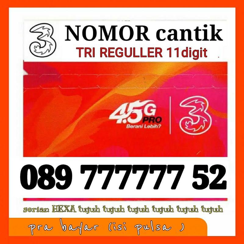 nomor cantik kartu tri 11digit hexa 777777 langka