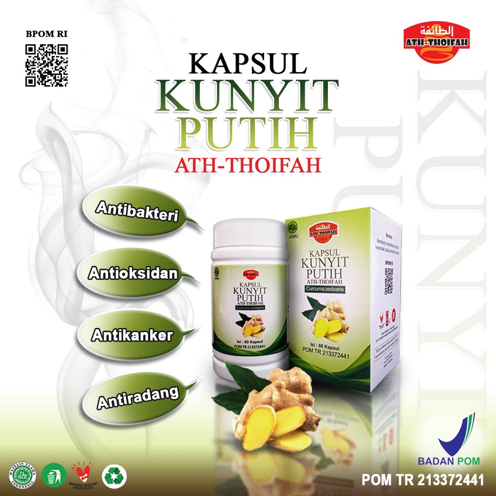 Kapsul Ekstrak sari pati KUNYIT PUTIH original 100% Kapsul kunyit putih isi 60 kapsul BPOM