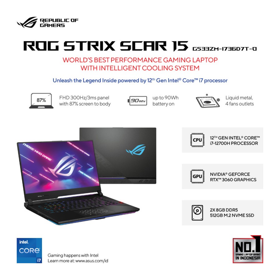 ASUS ROG STRIX-SCAR G15 G533ZM-I736D7T-O i7-12700H 16GB 512GB RTX3060