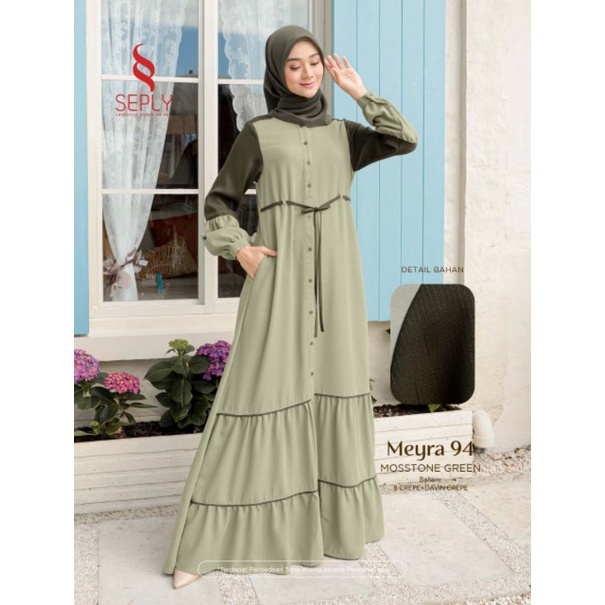 Gamis Premium Meyra 94 Mosstone Grewn by Seply|Gamis Polos Cantik|Dress Terbaru 2022|Gamis Jumbo 6XL