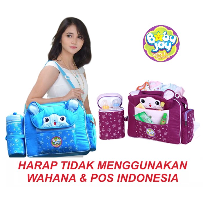 TERLARIS / Tas Bayi Besar dg Tempat Tisu Double Botol Susu Baby Joy Melody Series - Ungu