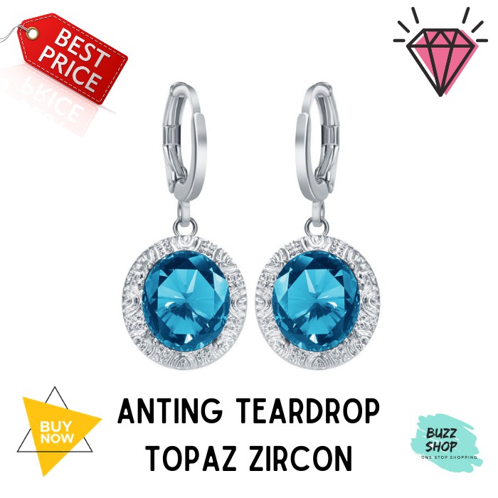 JA-005 Woman Fashion Anting Topaz Perhiasan Silver Perak