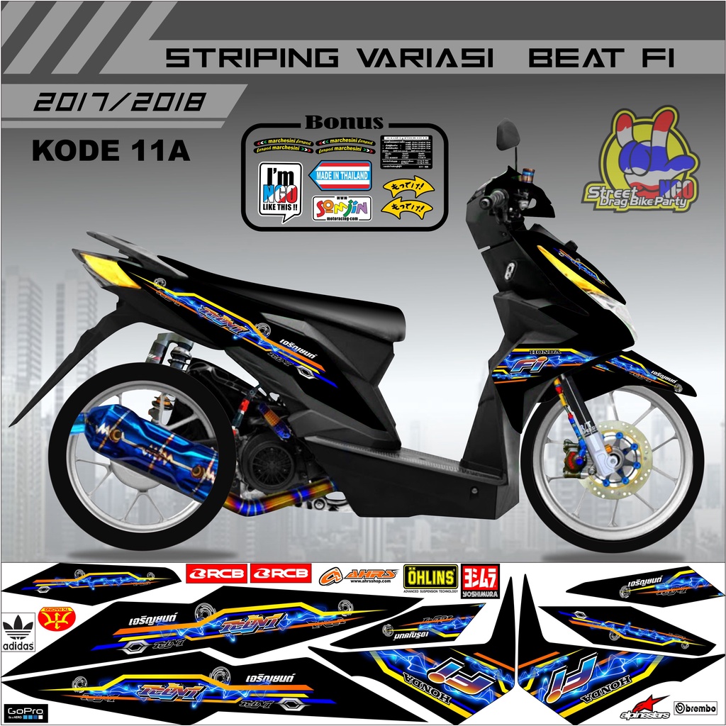 Striping Beat 2017-2019 Variasi Stiker Motor Beat Kode 11