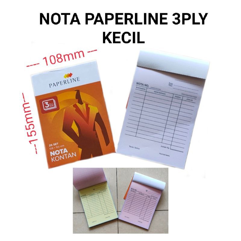

Buku Nota Kontan Paperline Kecil 3 Ply NCR / Nota Kontan 3Rangkap Kecil / Nota Kontan Olshop